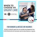 Social media graphic explaining when to choose VA urgent care for non-emergency medical needs.