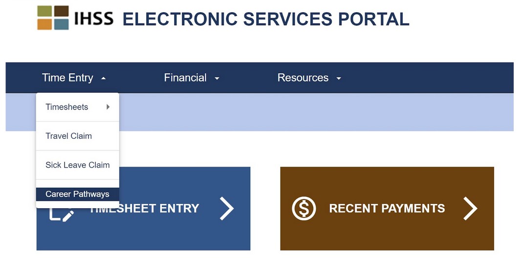 IHSS Electronic Timesheet Portal Time Entry for Career Pathways Training Hours