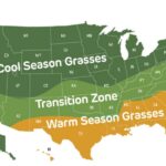 Map showing cool-season and warm-season turfgrass regions in the USA