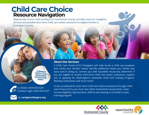 Visual representation of Child Care Choice program partnerships and support for families in Snohomish County