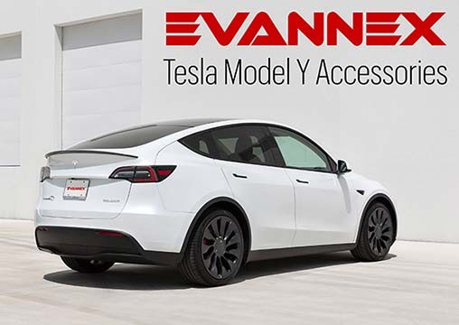 Tesla Model Y accessories banner showcasing products available for purchase, relevant to Tesla car owners interested in customizing their vehicles after learning about the 2023 referral program.